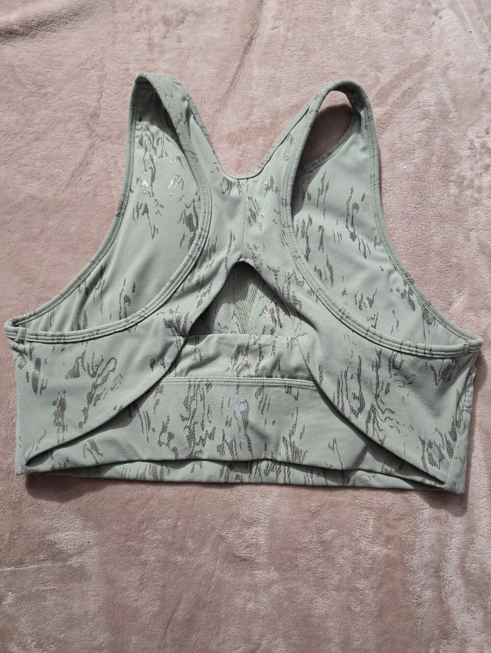 Sweaty Betty Olive Green & Metallic Bronze High-Neck Mesh Inset Sports Bra